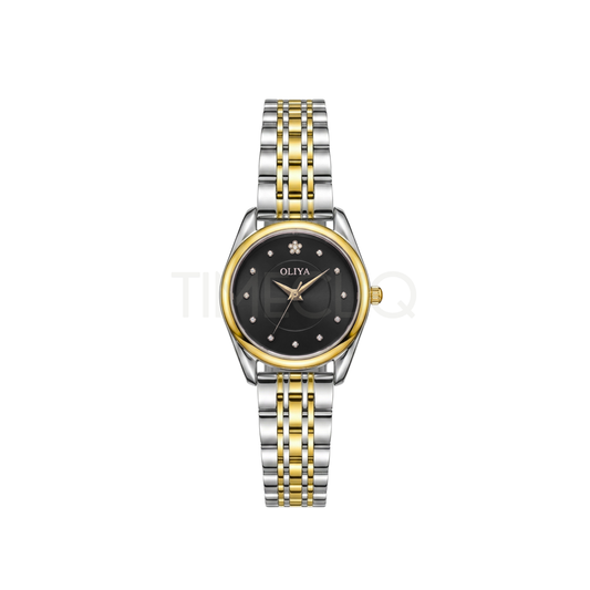 Oliya 6658 Black Dial Two-Tone Women’s Watch.