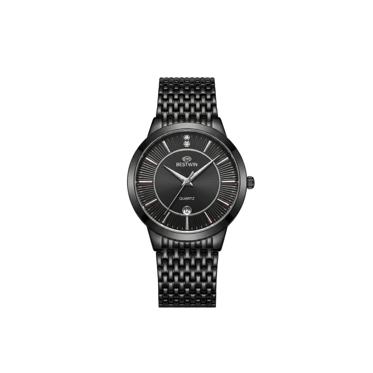 Bestwin 217M Classic Mesh Steel Quartz Men's Watch- Full Black