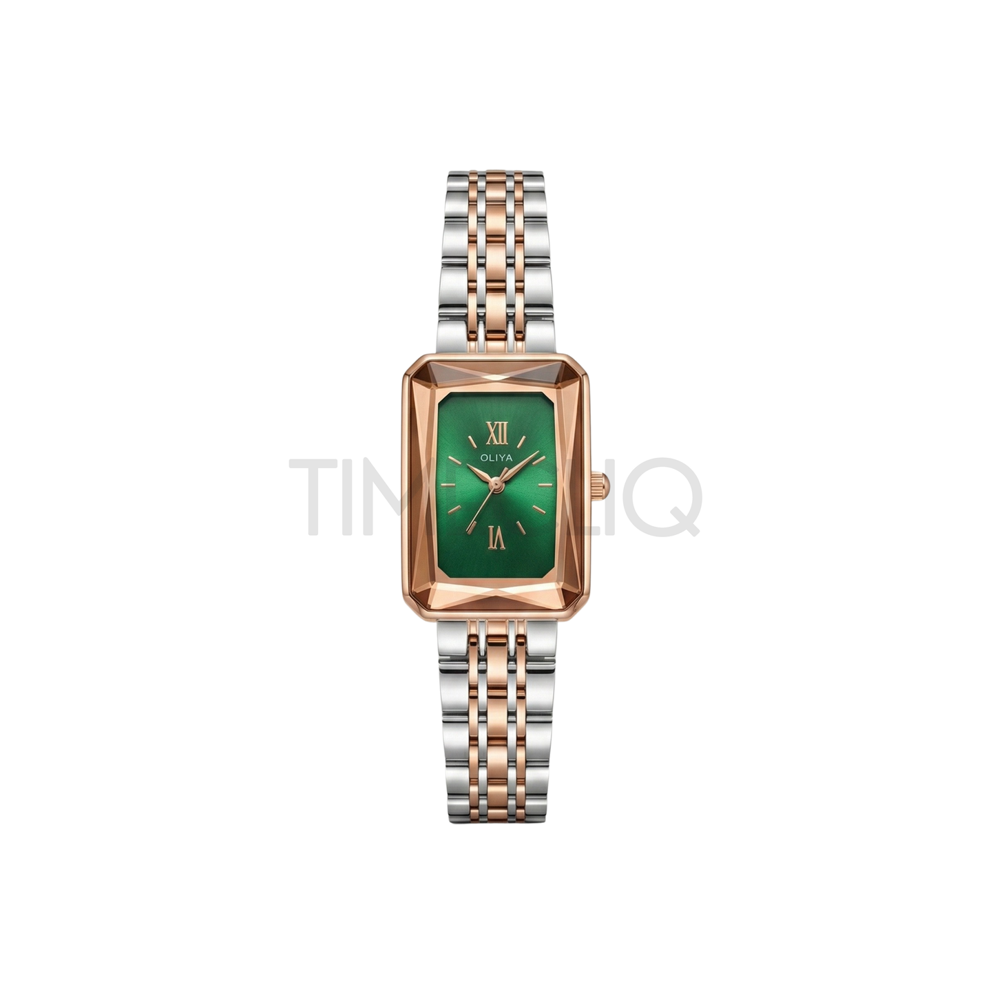 Oliya 6881 Luxury Two Toned Watch Green Square Dial