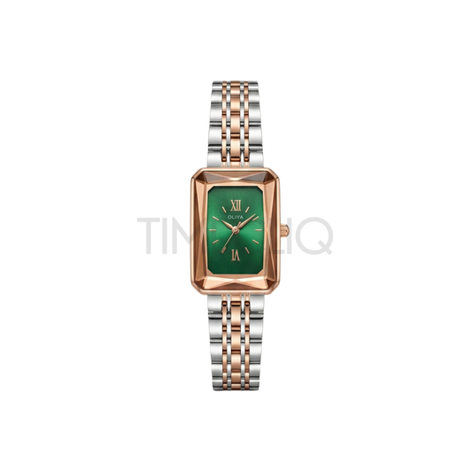 Oliya 6881 Luxury Two Toned Watch Green Square Dial