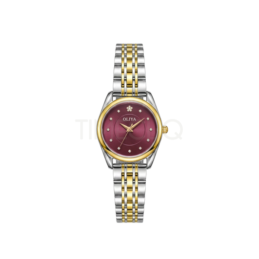 Oliya 6658 Deep Purple Dial Two-Tone Women’s Watch.