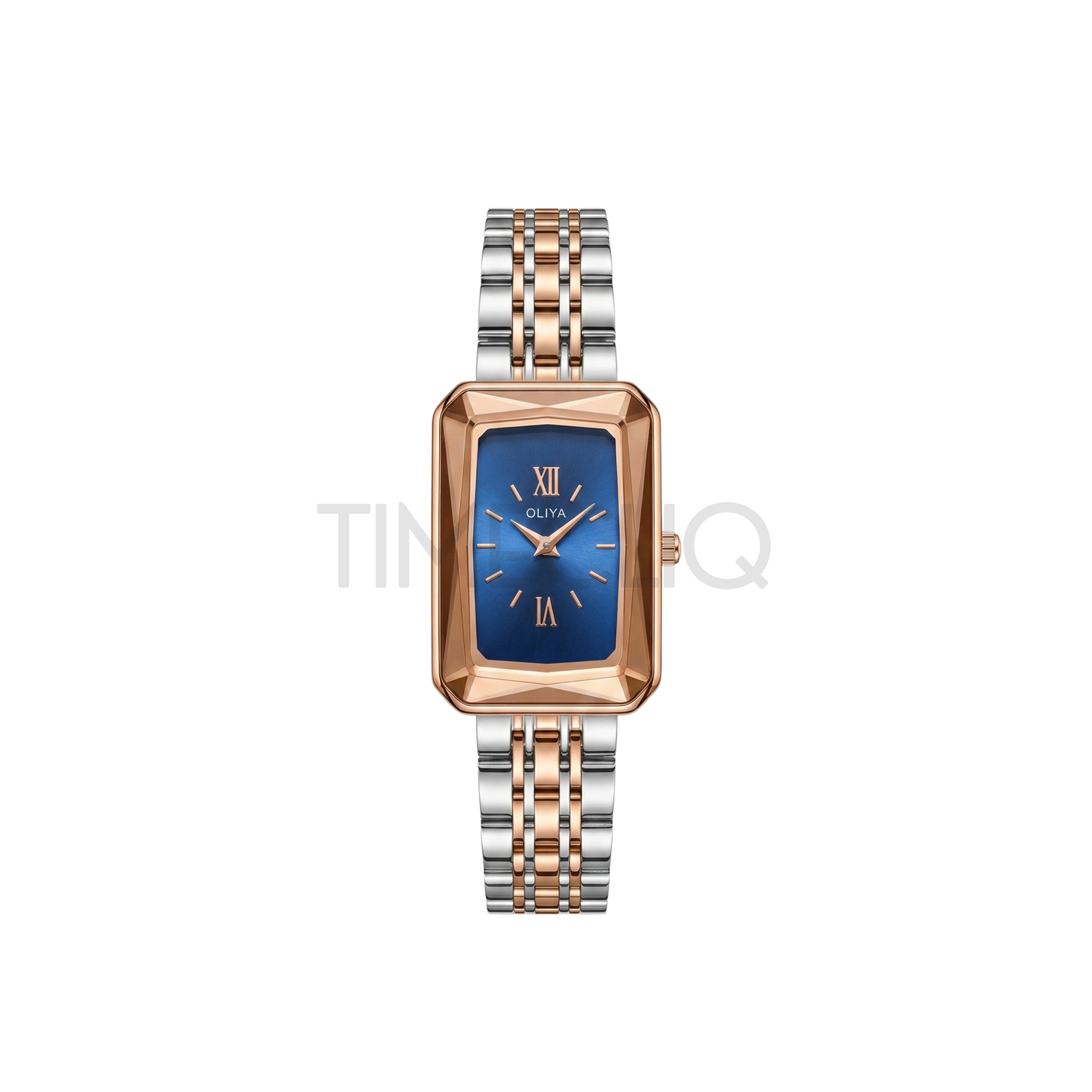 Oliya 6881 Luxury Two Toned Watch Blue Square Dial