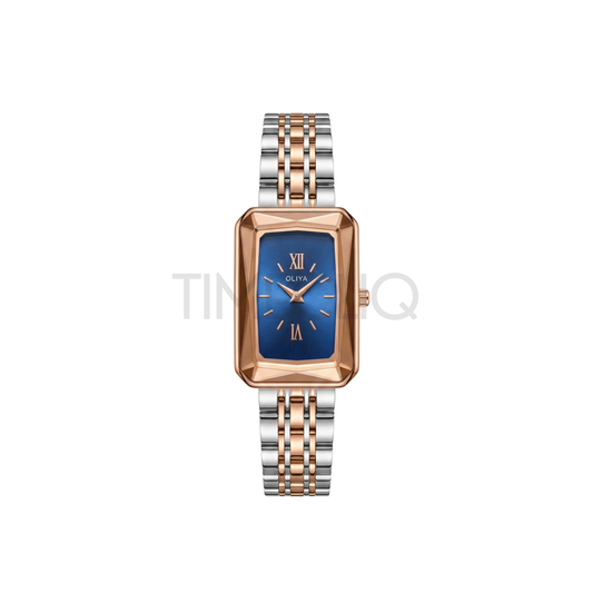 Oliya 6881 Luxury Two Toned Watch Blue Square Dial