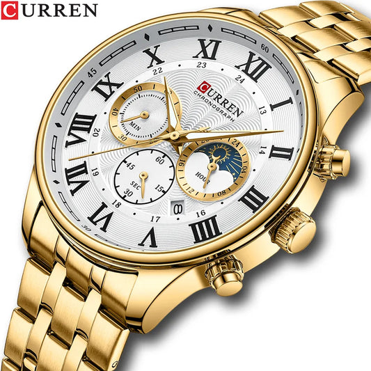 CURREN 8427 Brand Watch for Men - Gold & White