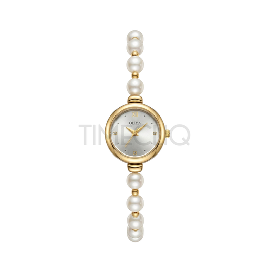 Oliya 993 Women’s Pearl Bracelet Wristwatch – Elegant White Dial Ladies Watch
