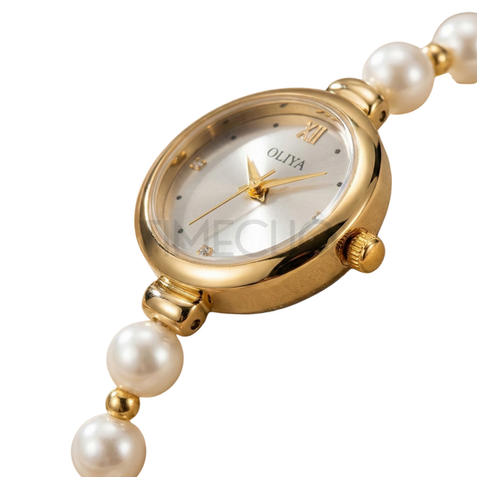 Oliya 993 Women’s Pearl Bracelet Wristwatch – Elegant White Dial Ladies Watch