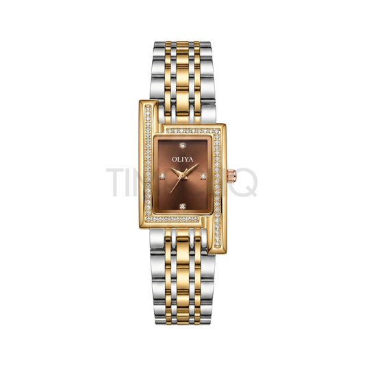 Oliya 886818 Luxury Two Toned Ladies Watch- Brown Dial