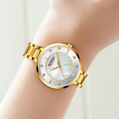 CURREN C9051L Quartz Stainless Steel Strap Women Wristwatch - Gold & Silver