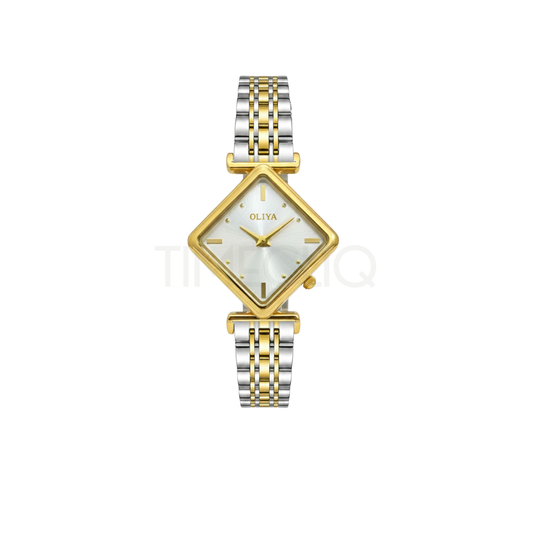 Oliya 6819 Women’s Two Toned Watch – White Dial | Elegant Ladies Wristwatch