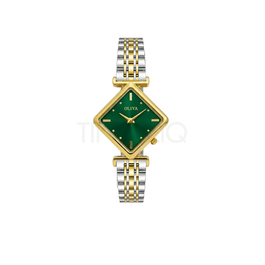 Oliya 6819 Women’s Two Toned Watch – Green Dial | Elegant Ladies Wristwatch