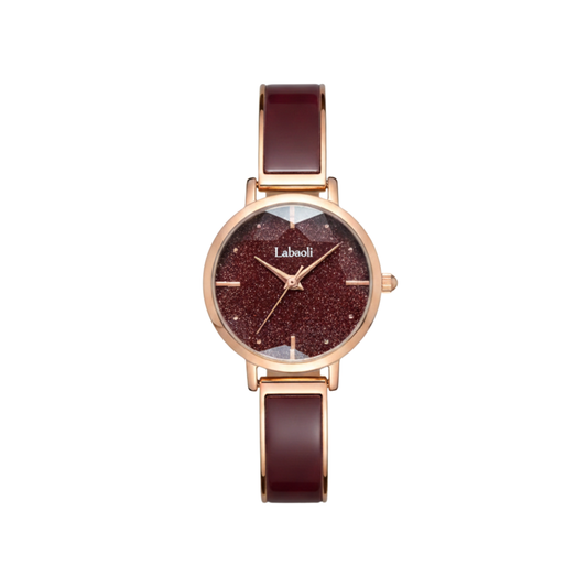 Labaoli LA008L Women’s Stainless Steel Bracelet Watch- Deep Maroon Dial