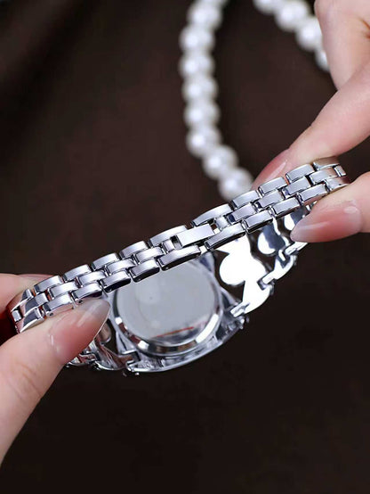 GEDI 52109 Light Luxury Full Diamond Bracelet Quartz Watch Silver