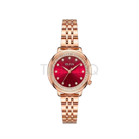 Oliya 889 Red Dial Rose-Gold Women’s Watch