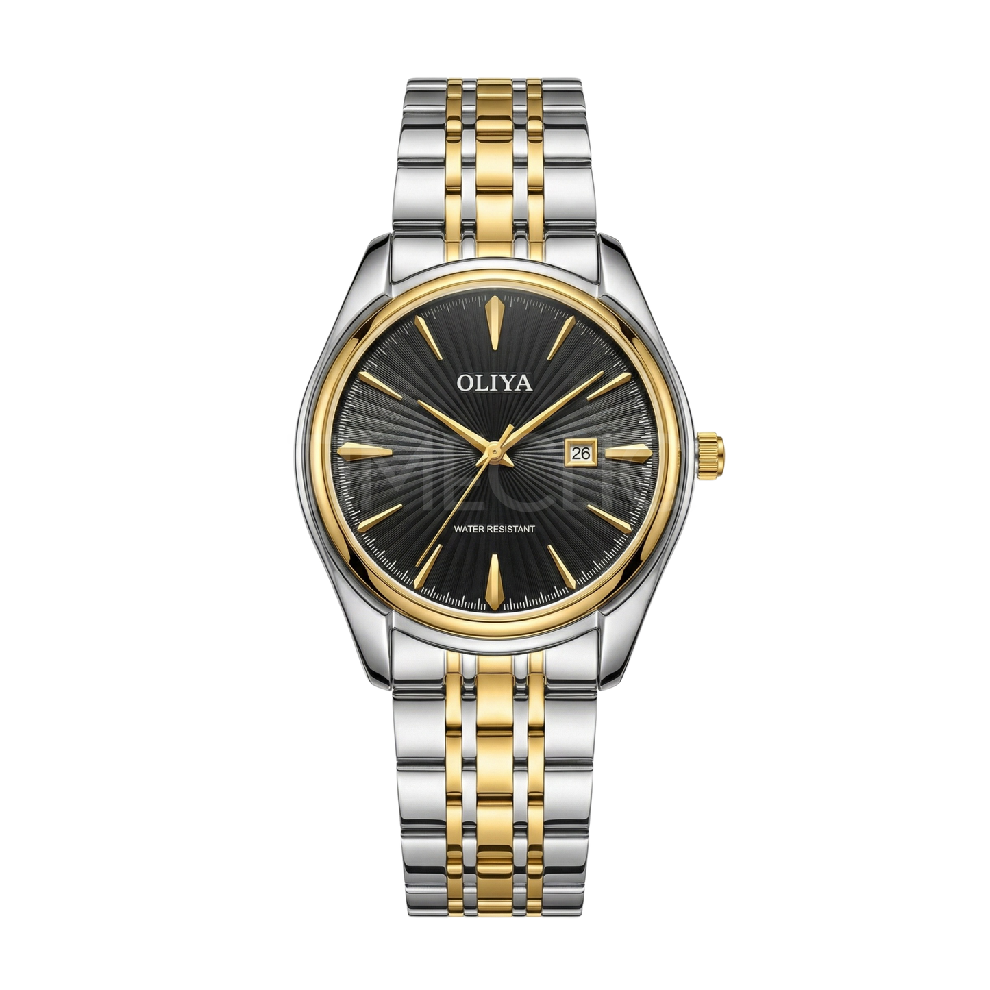 Oliya 66.160 Classic Men’s Wristwatch with Two-Tone Stainless Steel Bracelet Black Dial