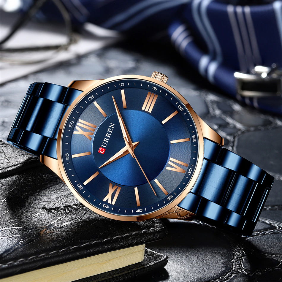 CURREN 8383 Quartz Stainless Steel Watch for Men - Blue