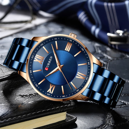 CURREN 8383 Quartz Stainless Steel Watch for Men - Blue