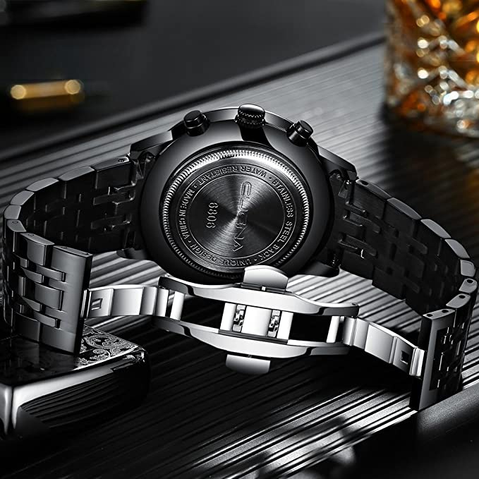 Cuena 6806 Stainless Steel band chronograph Analog luminous Men's Watch