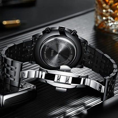 Cuena 6806 Stainless Steel band chronograph Analog luminous Men's Watch