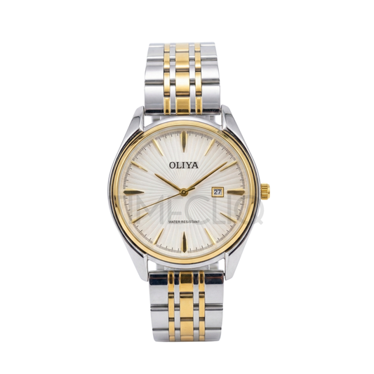 Oliya 66.160 Classic Men’s Wristwatch with Two Toned Stainless Steel Bracelet White Dial