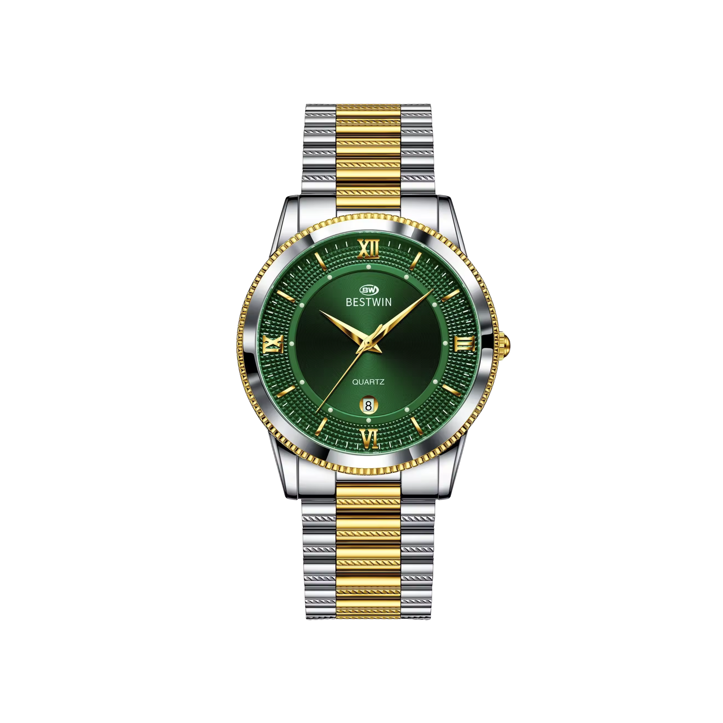 Bestwin 232 Classic Luxury Quartz Men's Watch Dual Tone Green