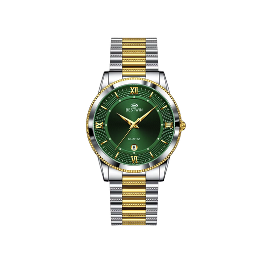 Bestwin 232 Classic Luxury Quartz Men's Watch Dual Tone Green