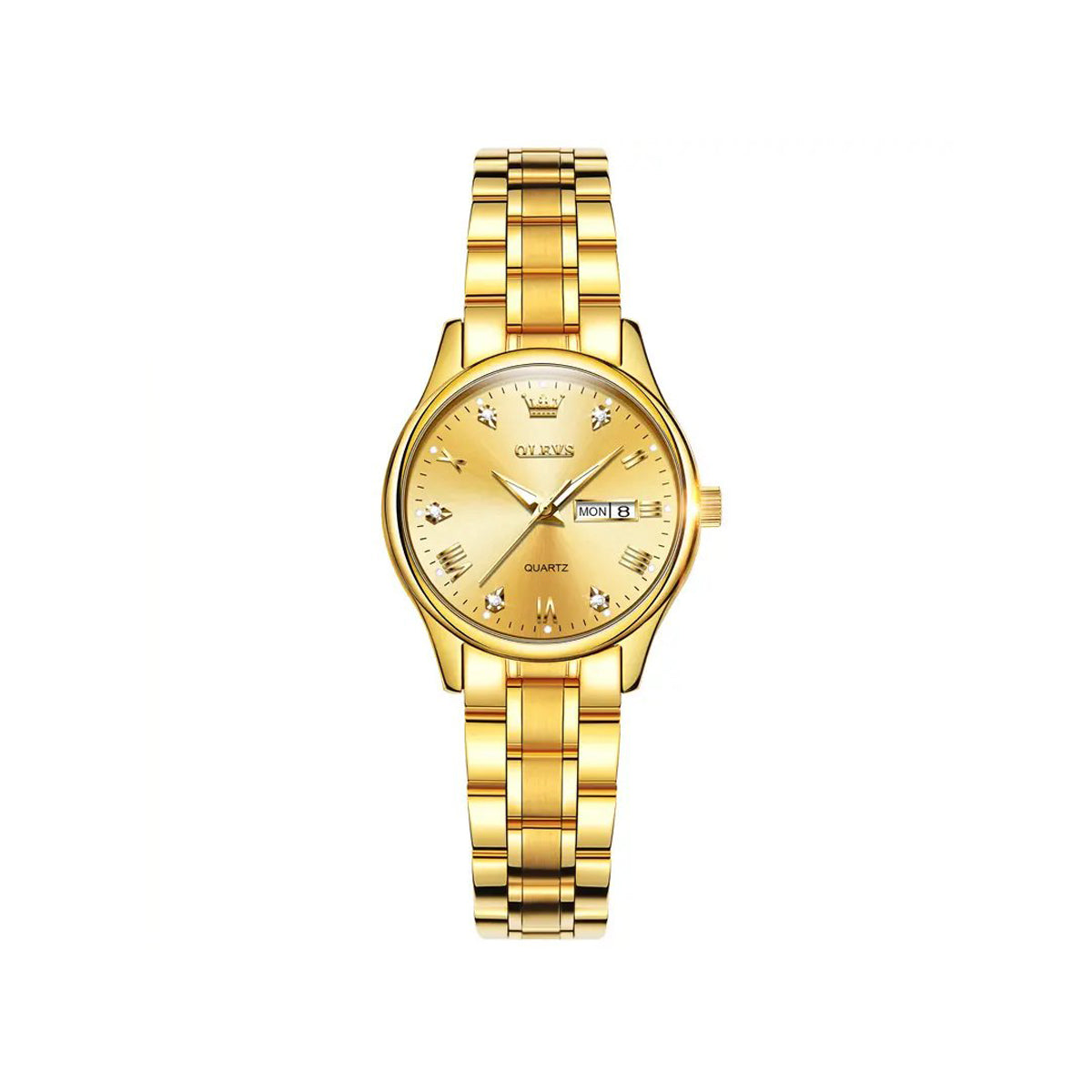 OLEVS 5563 Luxury Fashion round Ladies Quartz Watch - Gold