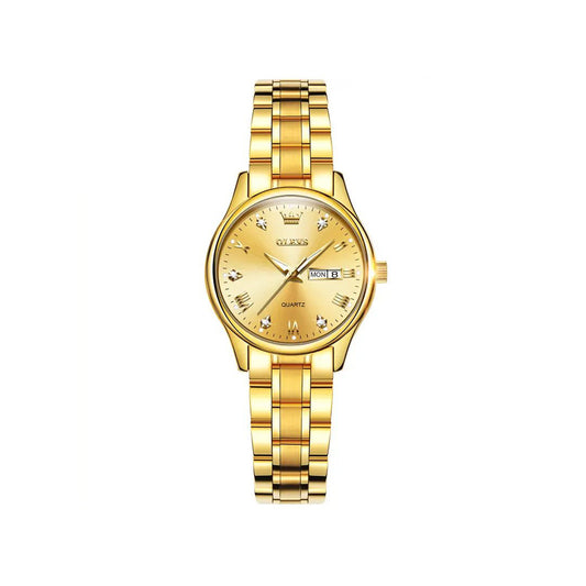 OLEVS 5563 Luxury Fashion round Ladies Quartz Watch - Gold