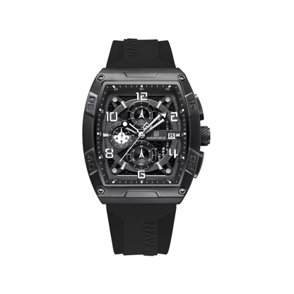 Naviforce 8052 Silicone Auto Date Waterproof for Men Wrist Watch - Black