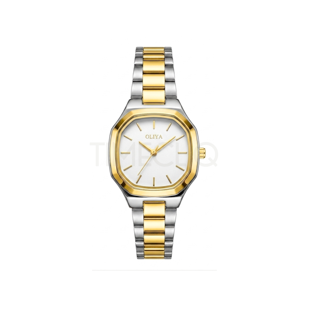 Oliya 831 Women’s Two Toned Watch – White Dial | Elegant Ladies Wristwatch