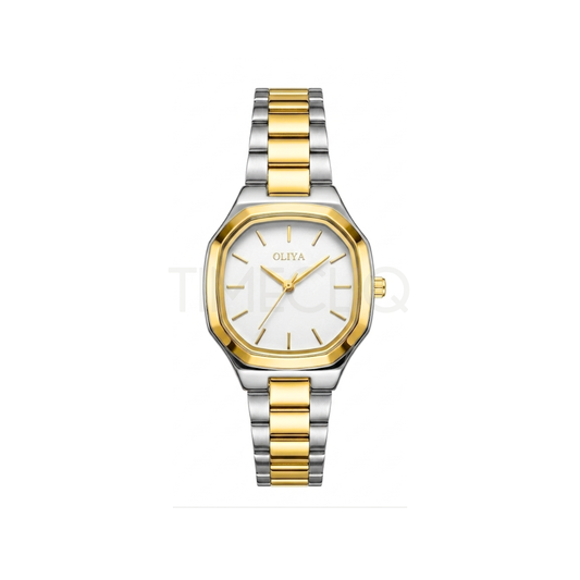 Oliya 831 Women’s Two Toned Watch – White Dial | Elegant Ladies Wristwatch