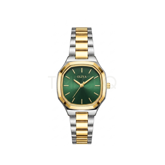 Oliya 831 Women’s Two Toned Watch – Green Dial | Elegant Ladies Wristwatch