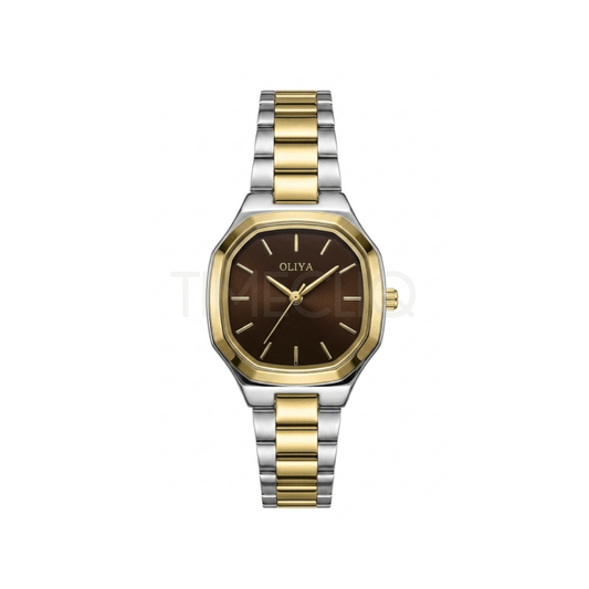 Oliya 831 Women’s Two Toned Watch – Brown Dial | Elegant Ladies Wristwatch