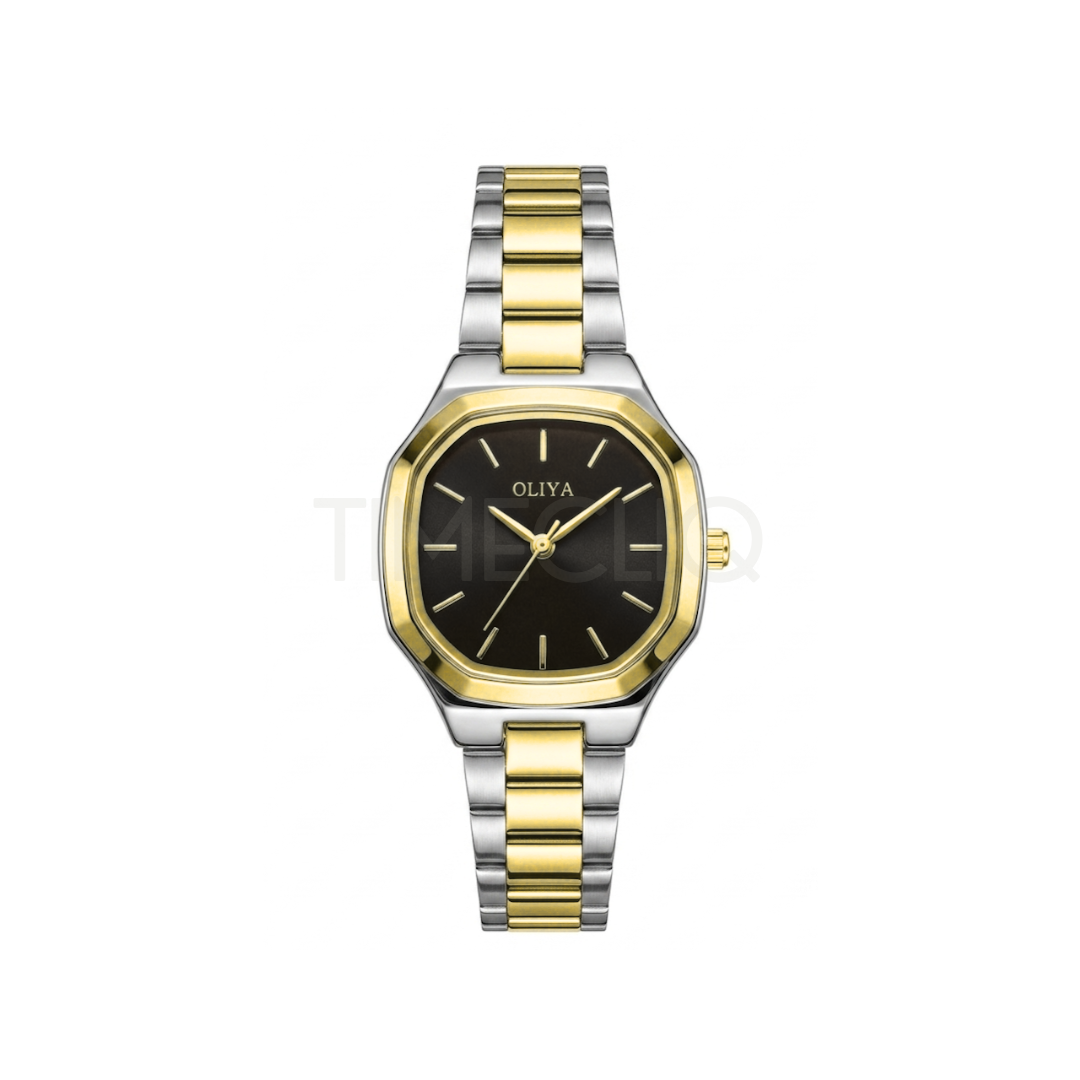 Oliya 831 Women’s Two Toned Watch – Black Dial | Elegant Ladies Wristwatch