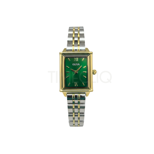 Oliya 860 Elegent Ladies Two Toned Watch Green Dial