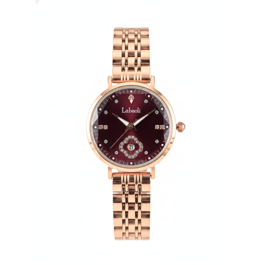 Labaoli LA318M Women’s Stainless-Steel Watch- Maroon Dial