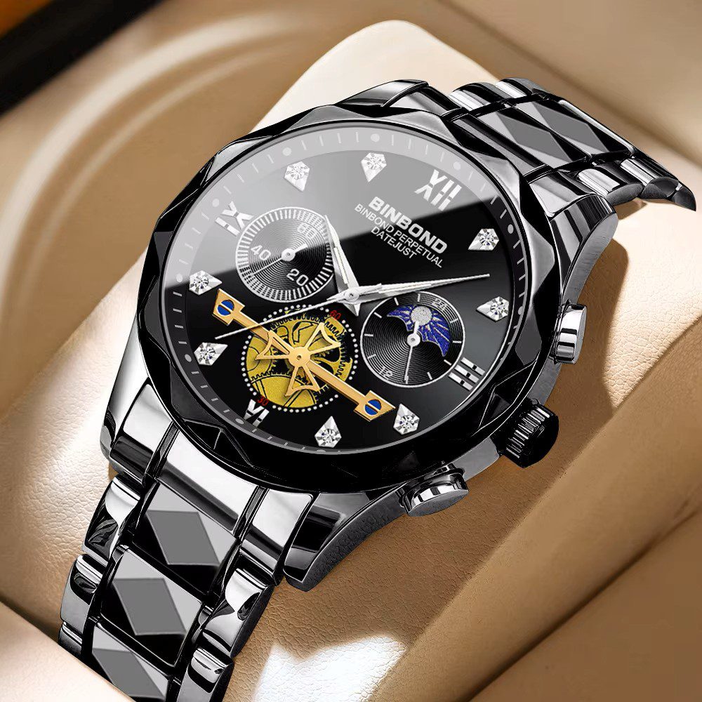 BINBOND 1236 Classic Style Quartz Luminous Men's Watch-Black