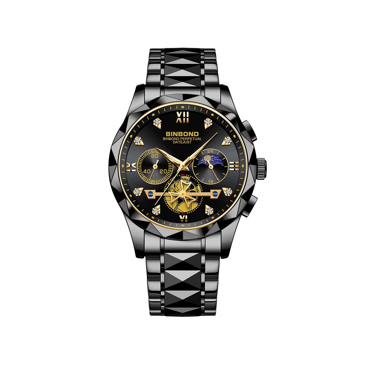 BINBOND 1236 Classic Style Quartz Luminous Men's Watch-Black