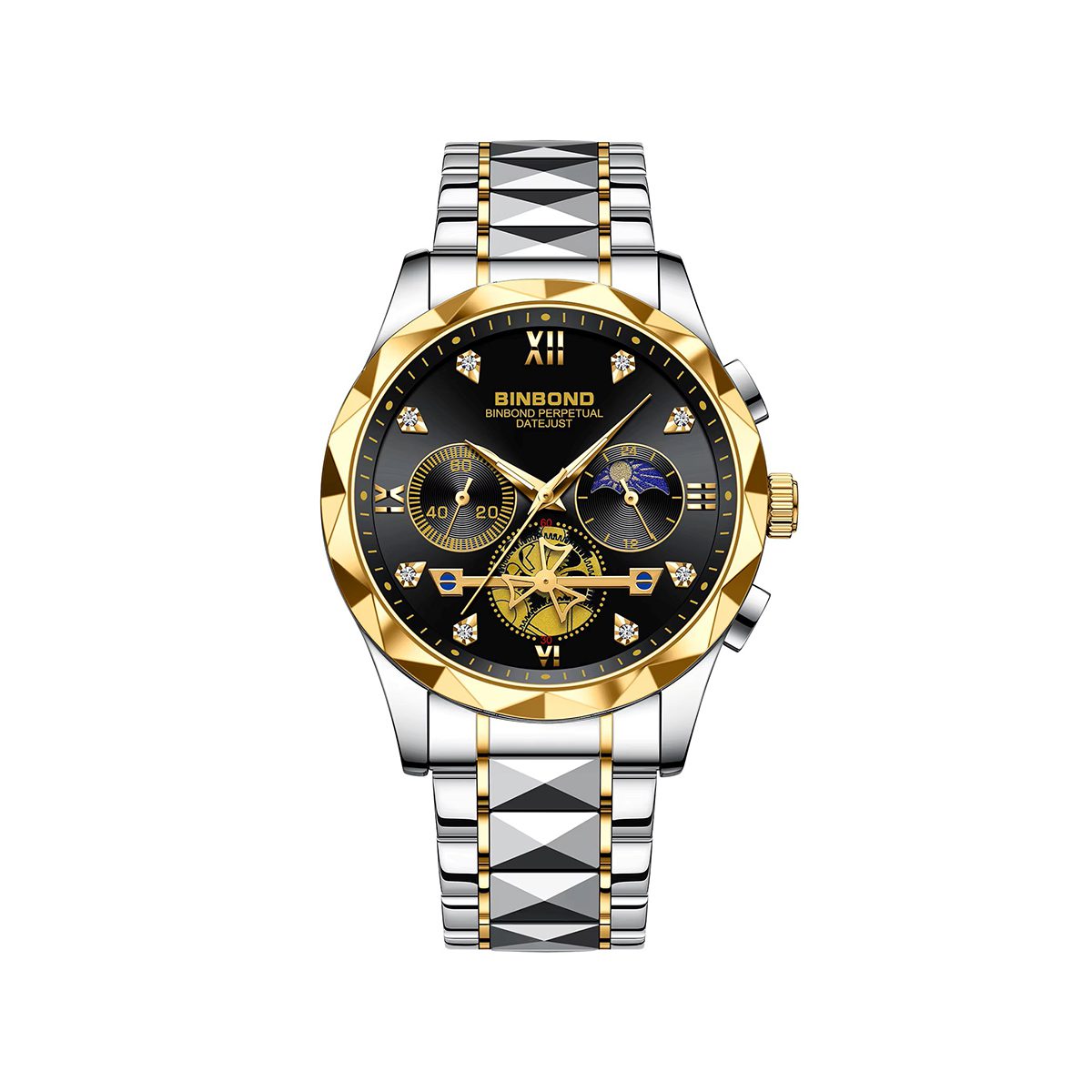 BINBOND 1236 Classic Style Quartz Luminous Men's Watch-Gold Black