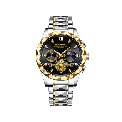 BINBOND 1236 Classic Style Quartz Luminous Men's Watch-Gold Black