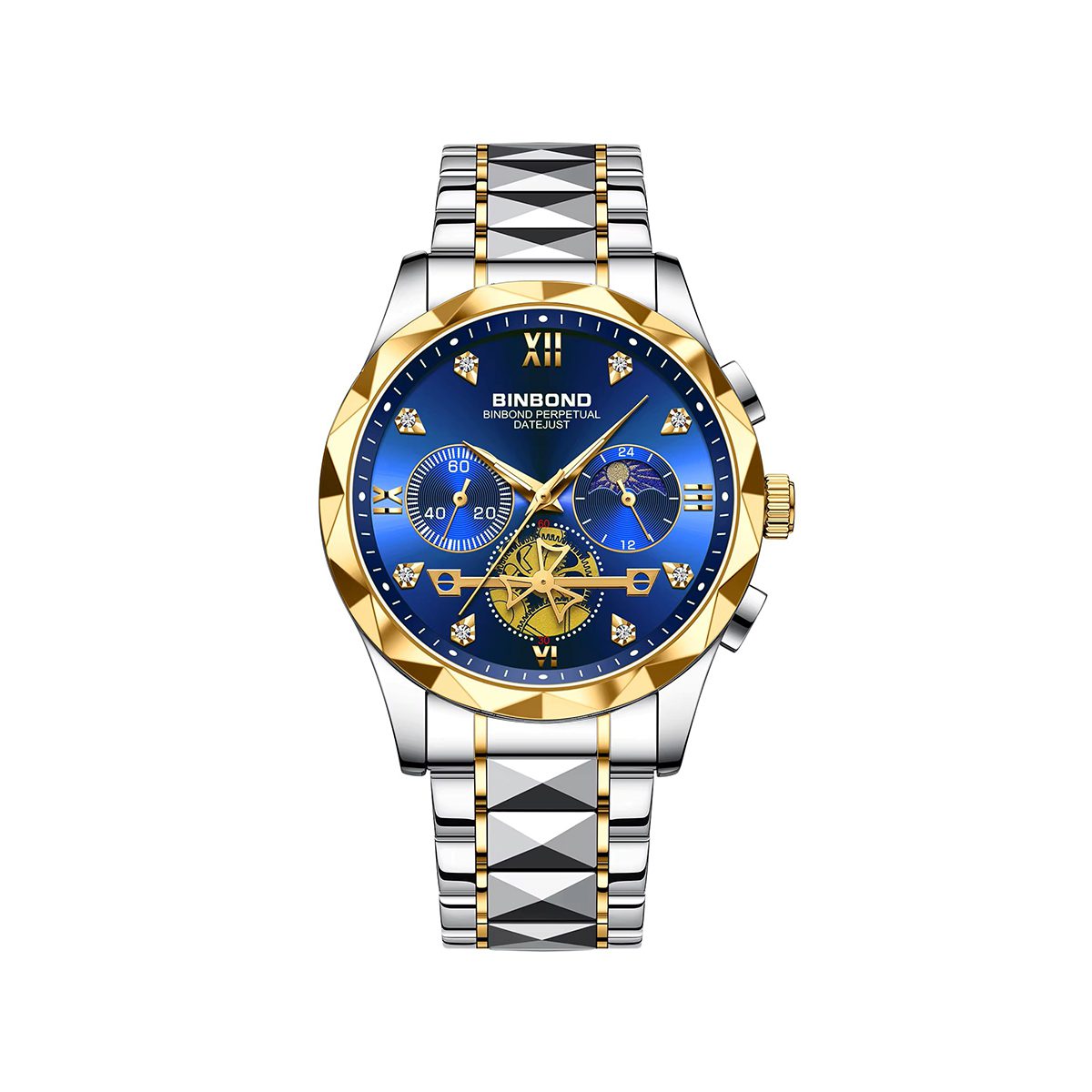BINBOND 1236 Classic Style Quartz Luminous Men's Watch-Gold Blue
