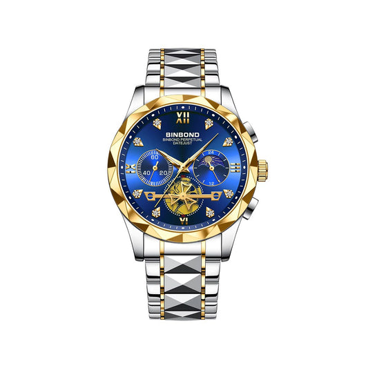 BINBOND 1236 Classic Style Quartz Luminous Men's Watch-Gold Blue