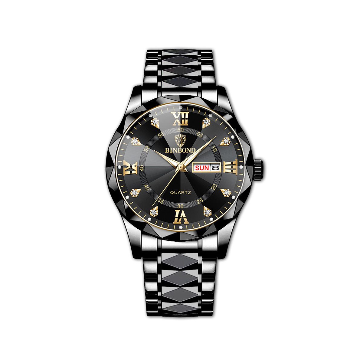 BINBOND 2521 Quartz Luminous Stainless Steel Watch For Men-Black
