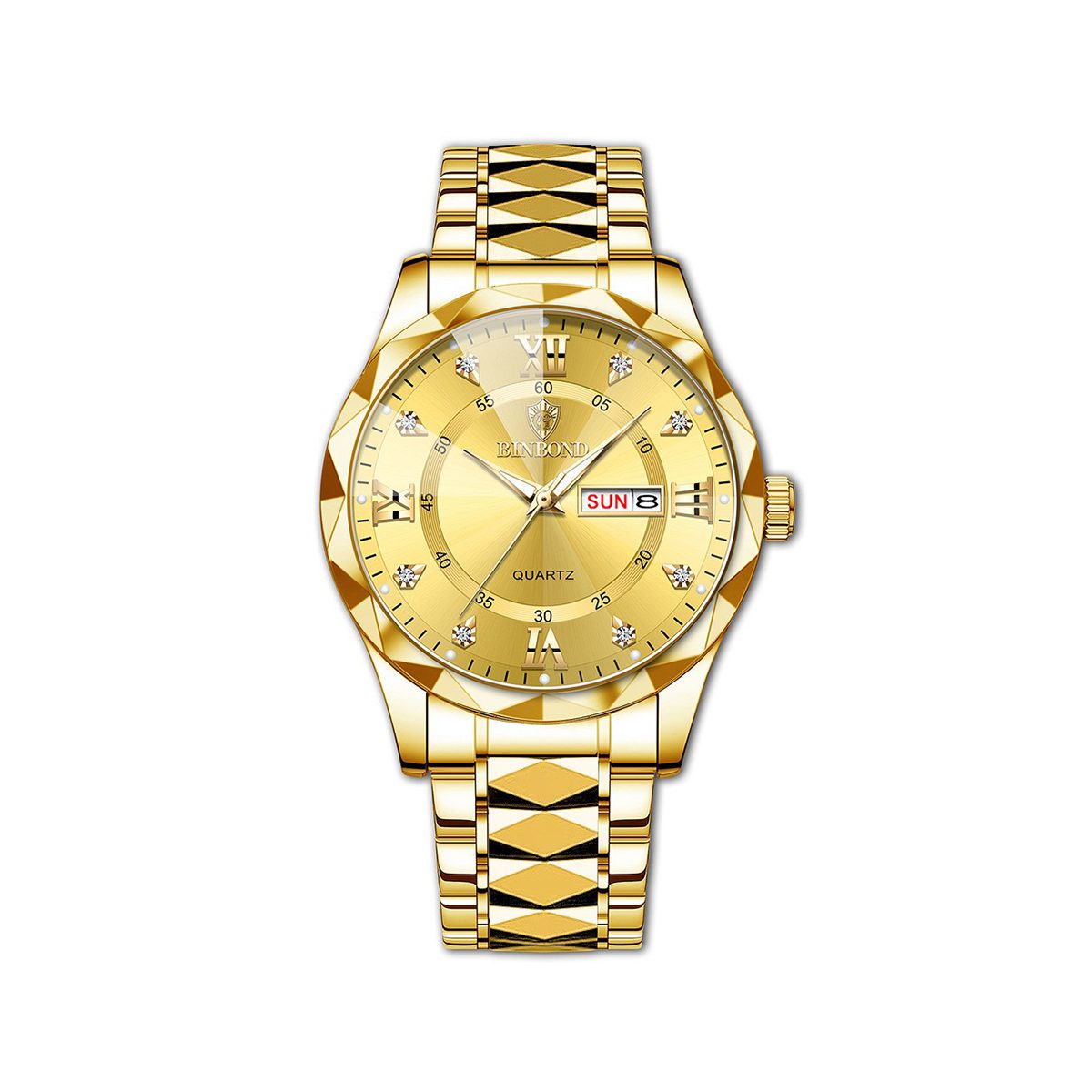 BINBOND 2521 Quartz Luminous Stainless Steel Watch For Men-Gold