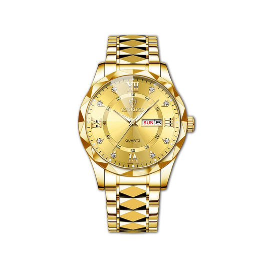 BINBOND 2521 Quartz Luminous Stainless Steel Watch For Men-Gold