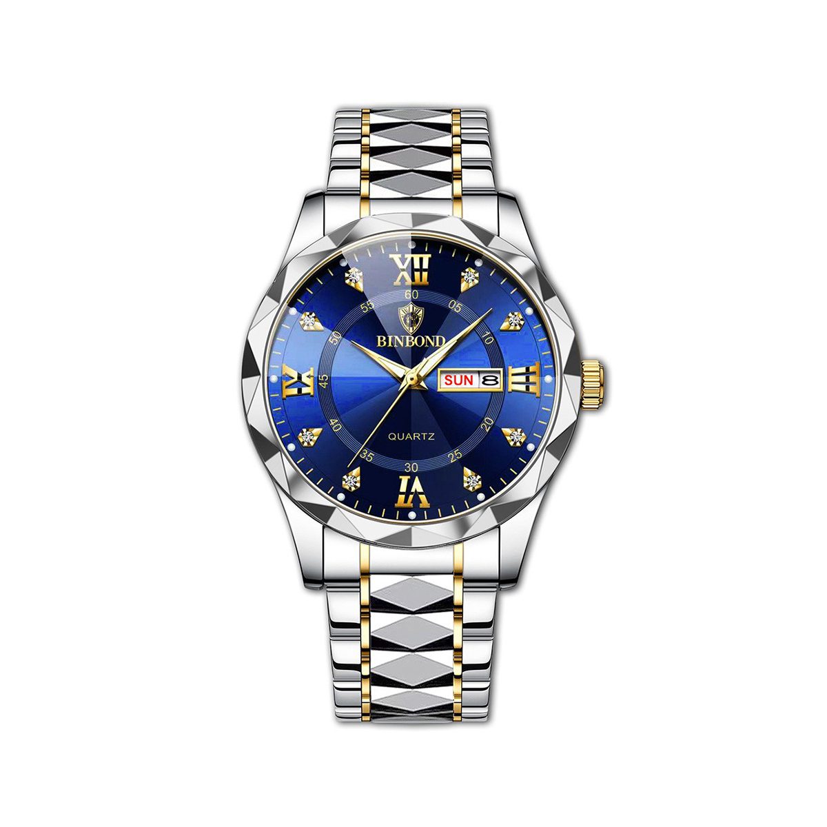 BINBOND 2521 Quartz Luminous Stainless Steel Watch For Men-Silver Blue