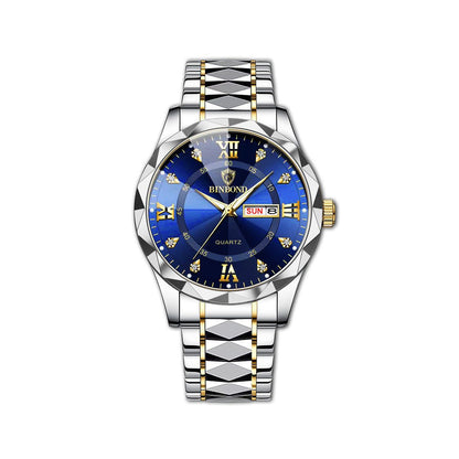BINBOND 2521 Quartz Luminous Stainless Steel Watch For Men-Silver Blue