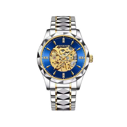 BINBOND 5059 Luxury Automatic Mechanical Movement Steel Men's Watch-Silver Blue