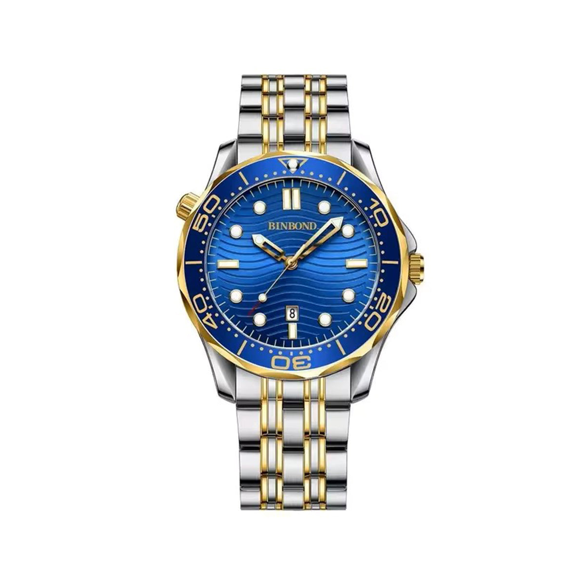 Binbond 2820 New Model luxury Quartz Movement Men's Watch-Gold Blue