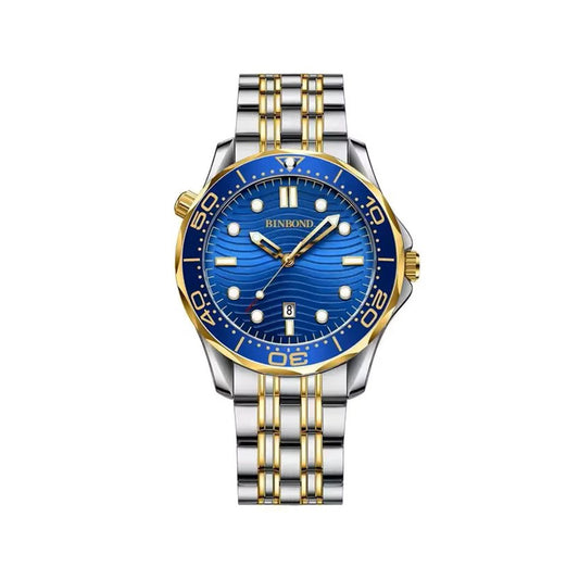 Binbond 2820 New Model luxury Quartz Movement Men's Watch-Gold Blue