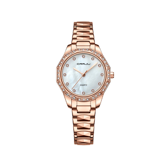 CRRJU 2195 Luxury Quartz Ladies Stainless Steel Watch-Rose Gold